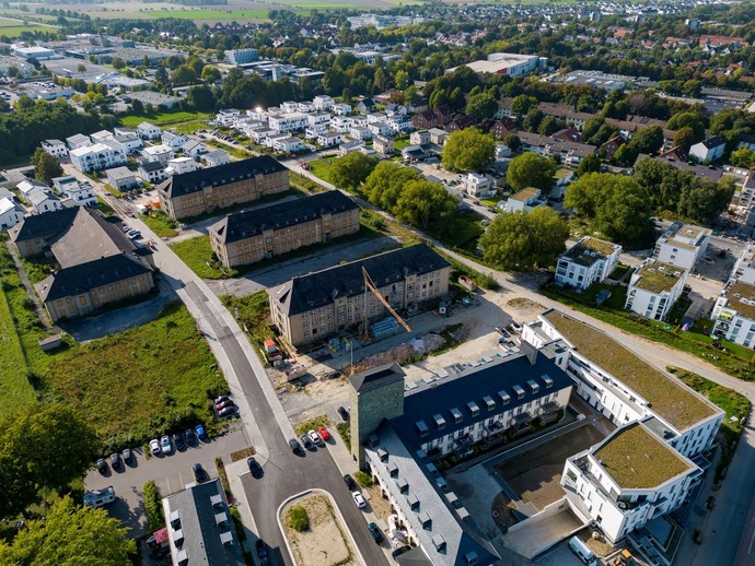 Luftbild des Kasernengeländes 2023 (vergrößerte Bildansicht wird geöffnet)